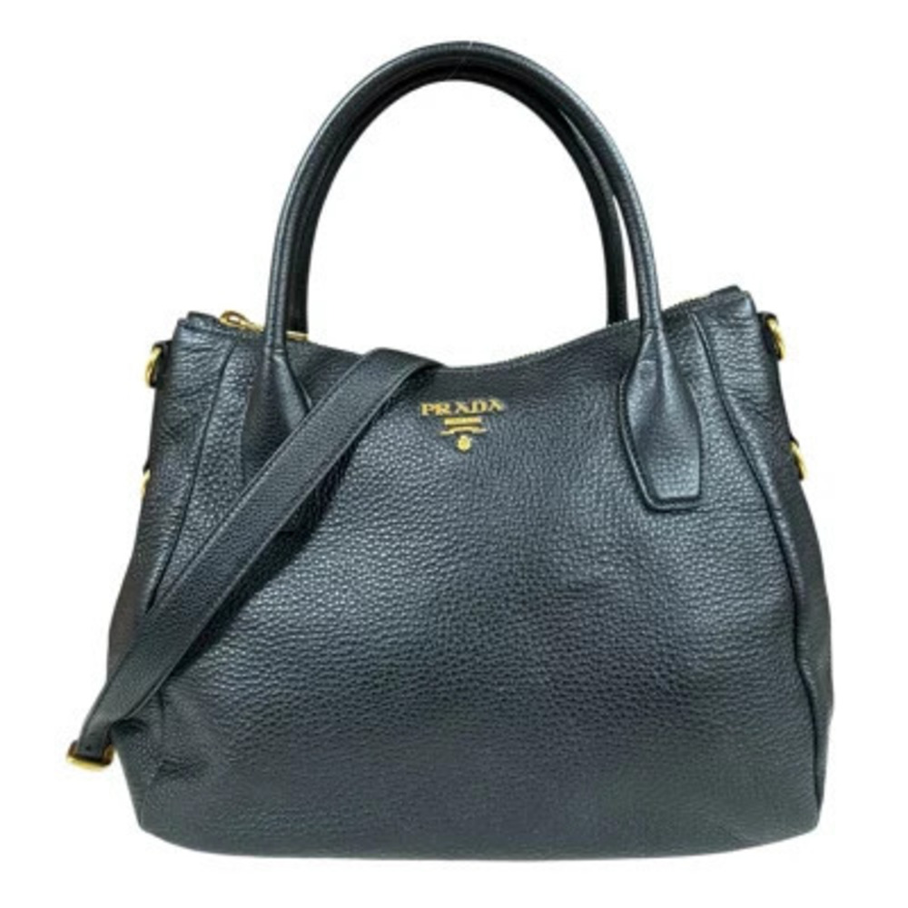 Prada Vitello Daino Shoulder Bag Leather Black